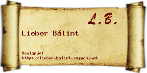 Lieber Bálint névjegykártya